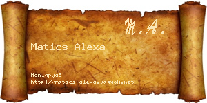 Matics Alexa névjegykártya